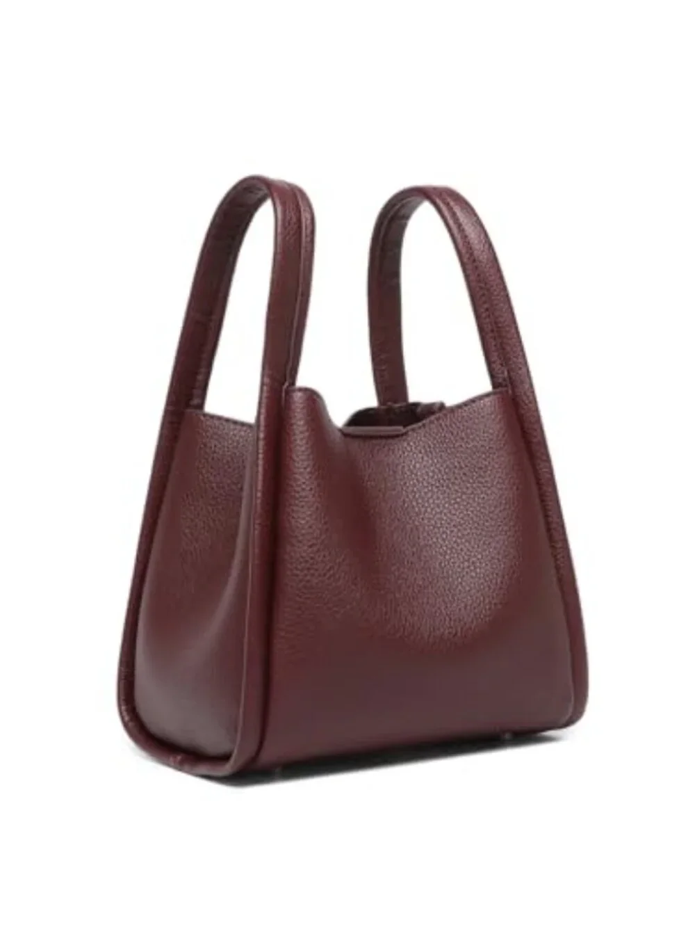 Mini Faux Leather Bucket Bag Crossbody Purse with Zipper Top Handle Adjustable